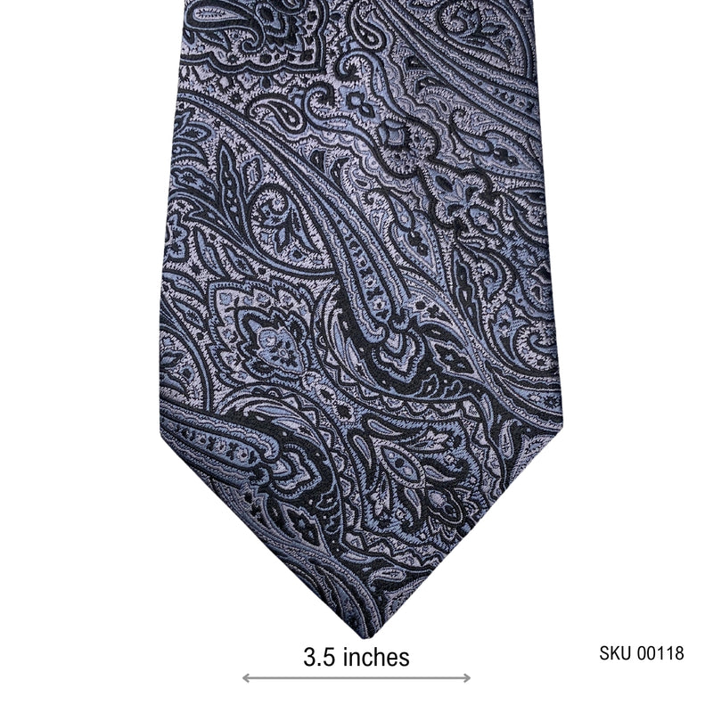 Racing Green Silk Black Gray Men's Kowal Paisley Tie