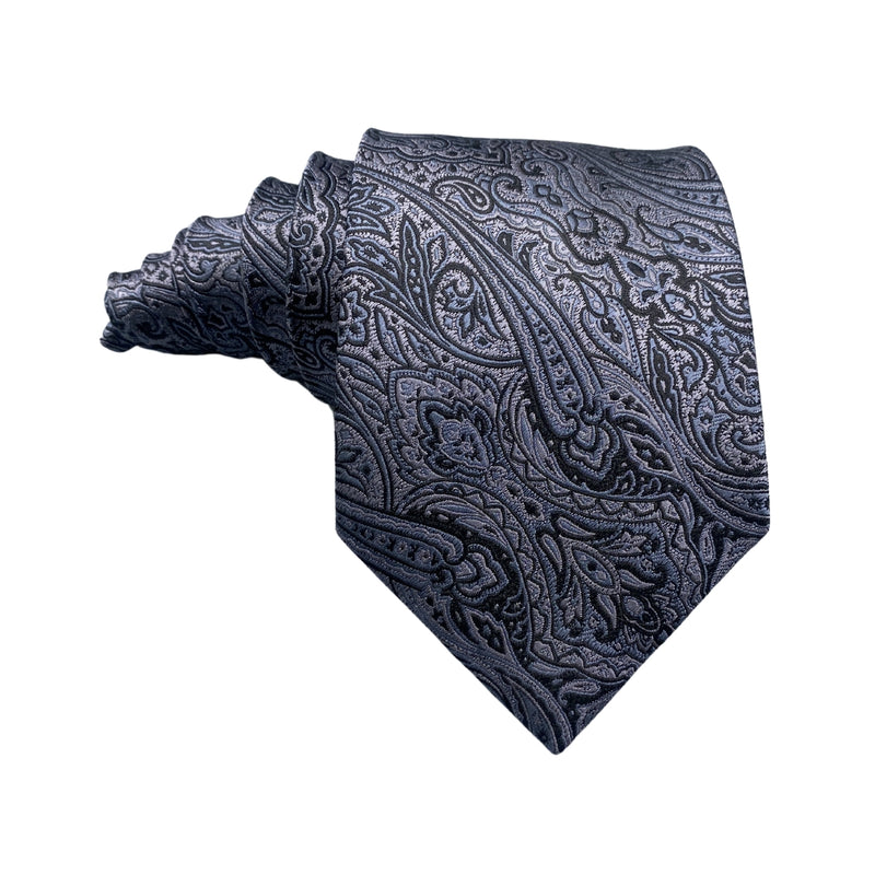 Racing Green Silk Black Gray Men's Kowal Paisley Tie