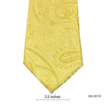 Hisdern Pure Silk Self Textured Yellow Gold Paisley Men's Tie