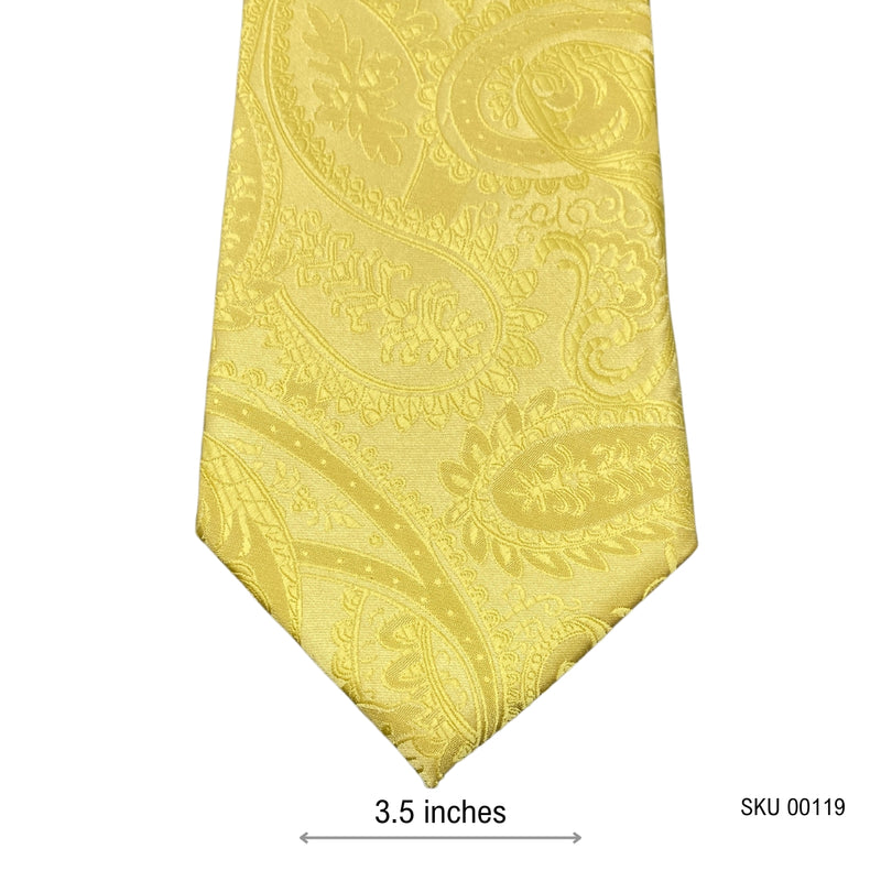 Hisdern Pure Silk Self Textured Yellow Gold Paisley Men's Tie