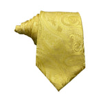 Hisdern Pure Silk Self Textured Yellow Gold Paisley Men's Tie