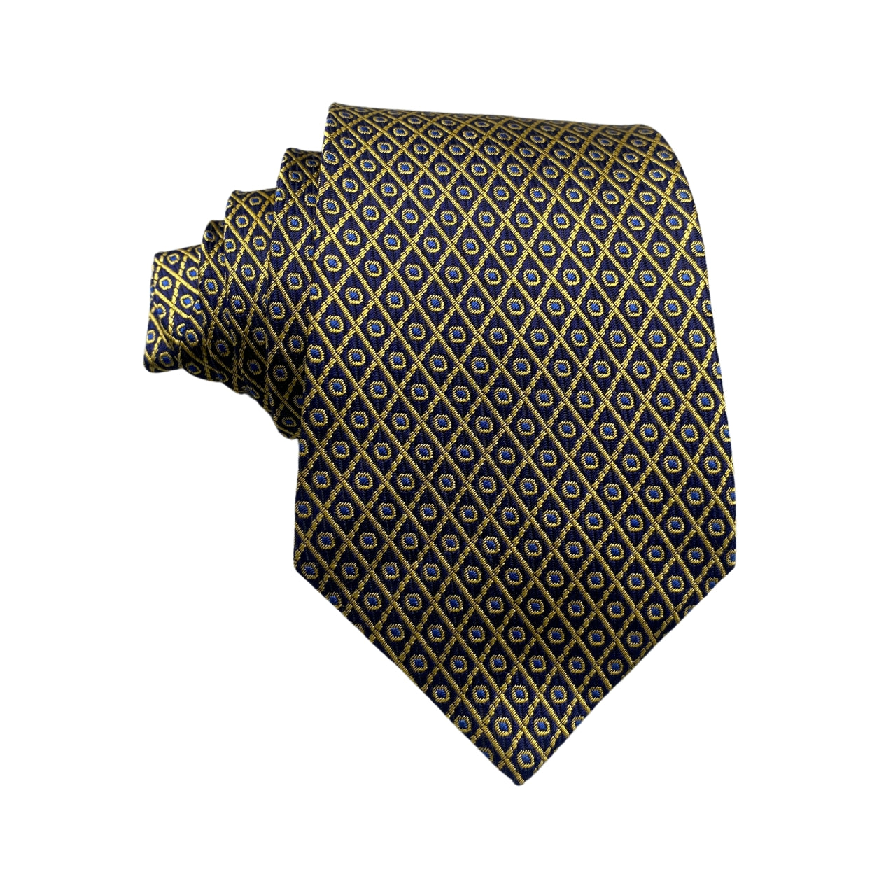 Yellow Pattern Tie Yellow Blue Dotted Silk Geometric Pattern Men's Tie – Tiesnties