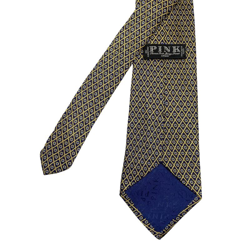 Yellow Blue Dotted Silk Geometric Pattern Men's Tie by Pink