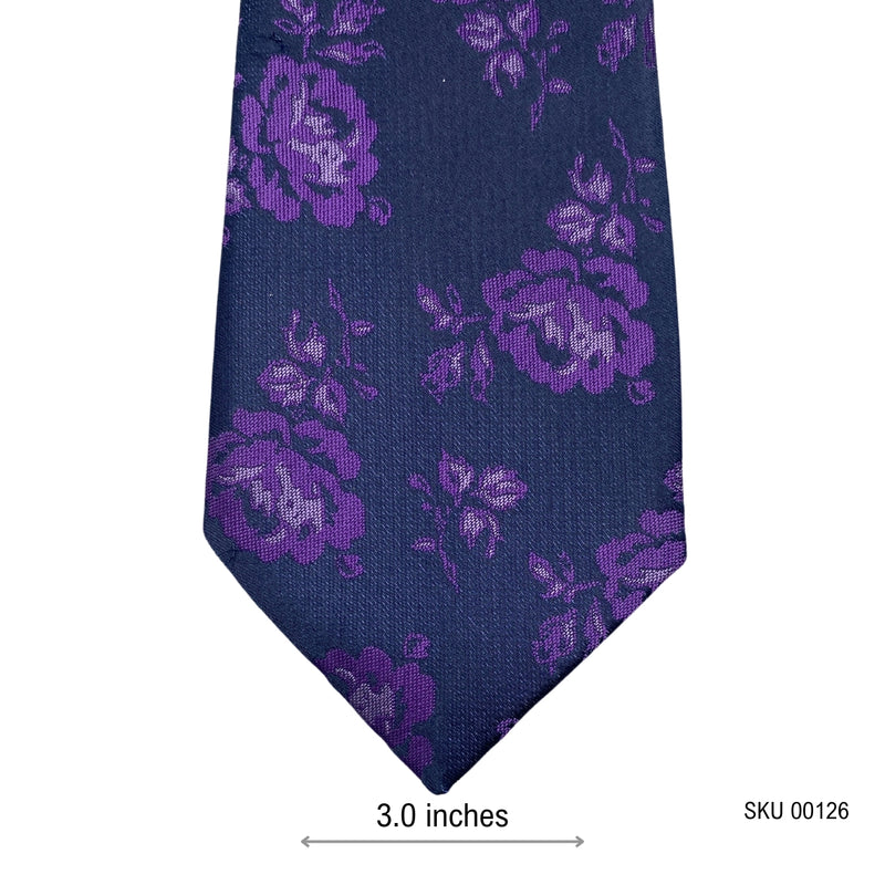 Grunge Purple Floral Pattern Men's Tie