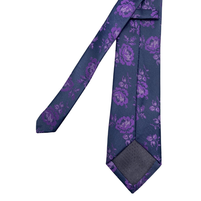 Grunge Purple Floral Pattern Men's Tie
