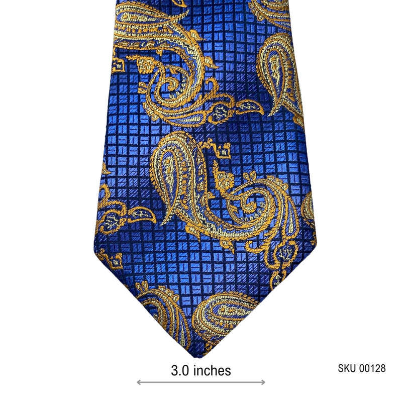 Dapper Silk Blue Yellow Paisley Pattern Men's Tie