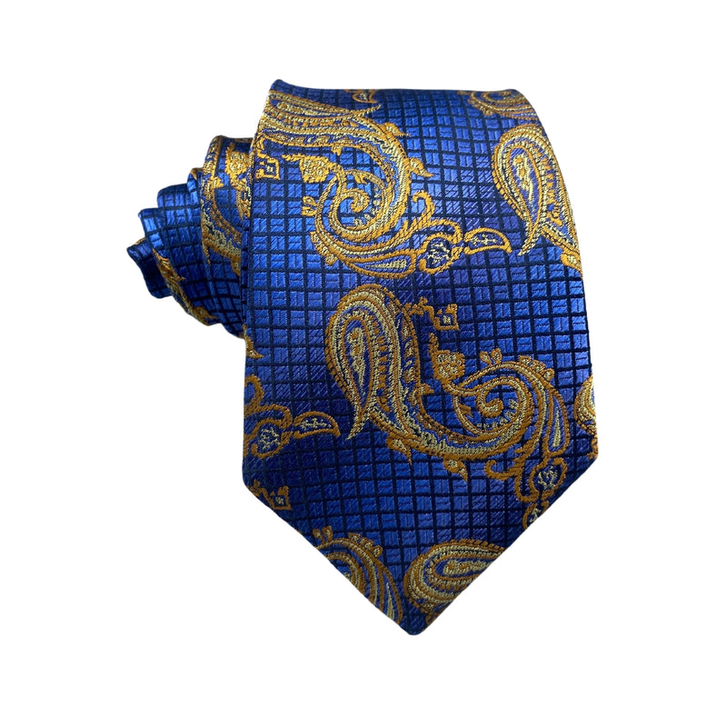 Dapper Silk Blue Yellow Paisley Pattern Men's Tie