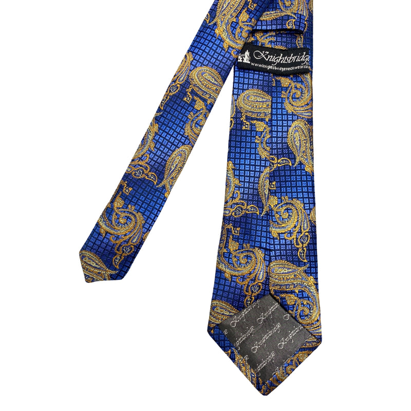 Dapper Silk Blue Yellow Paisley Pattern Men's Tie