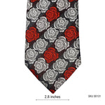Glamorous Red White Rose Floral Pattern Men's Tie by Double Two