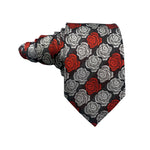 Glamorous Red White Rose Floral Pattern Men's Tie by Double Two