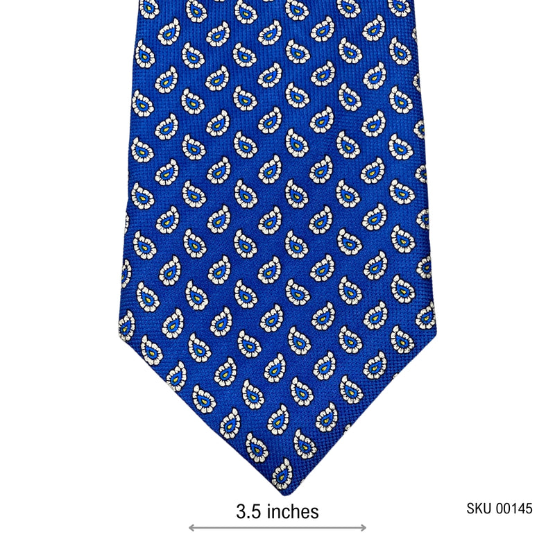 Pure Silk Popping Blue Mini Paisley Pattern Men's Tie