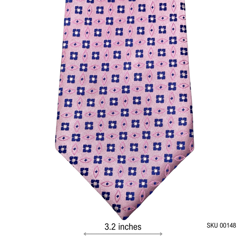 Sulhrie & Valentine Epic Pink Pure Silk Geometric Pattern Men's Tie