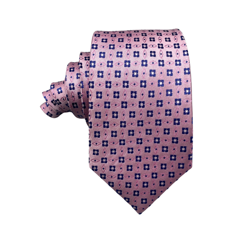Sulhrie & Valentine Epic Pink Pure Silk Geometric Pattern Men's Tie