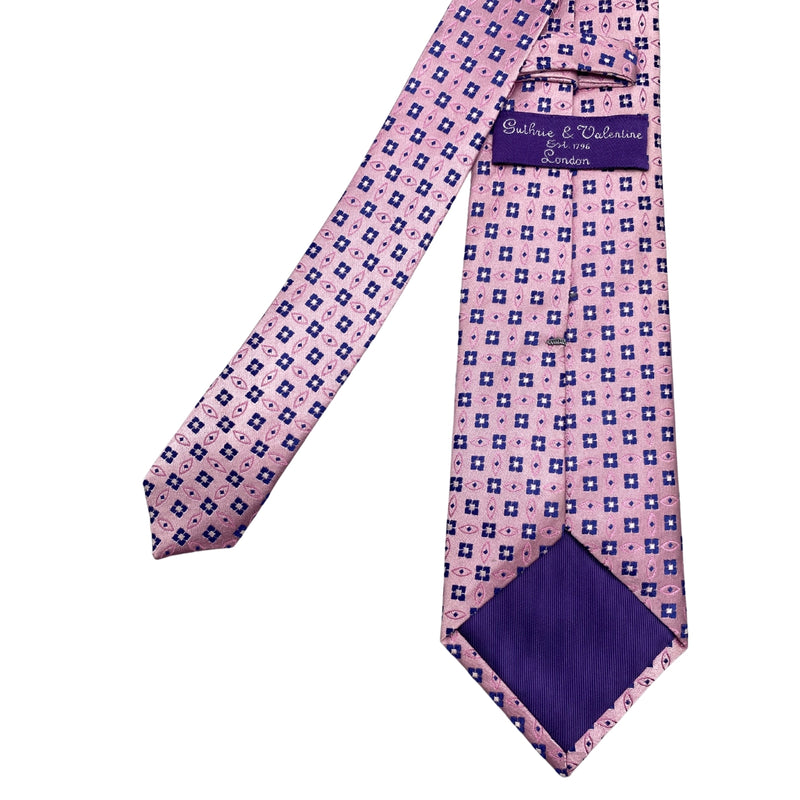 Sulhrie & Valentine Epic Pink Pure Silk Geometric Pattern Men's Tie
