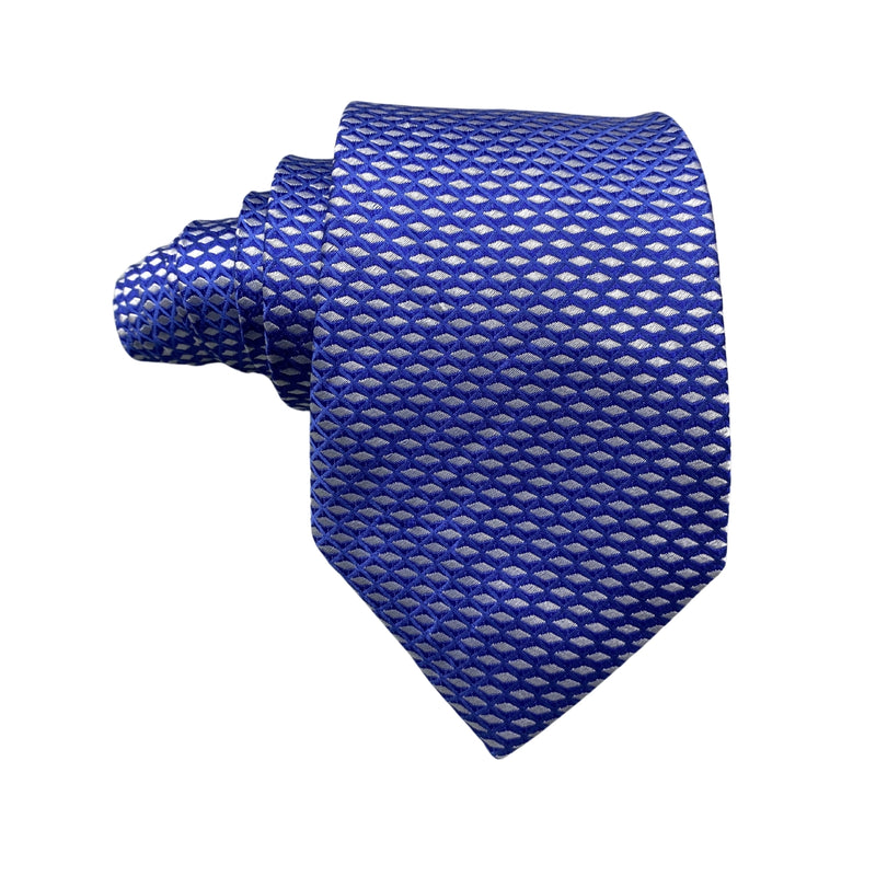 Marks & Spencer Pure Silk Exquisite Blue Geometric Pattern Men's Tie