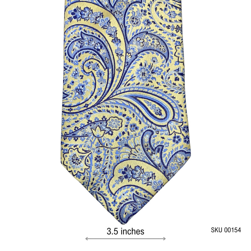 Tie Rack Pure Silk Yellow Aquatic Paisley Men's Tie
