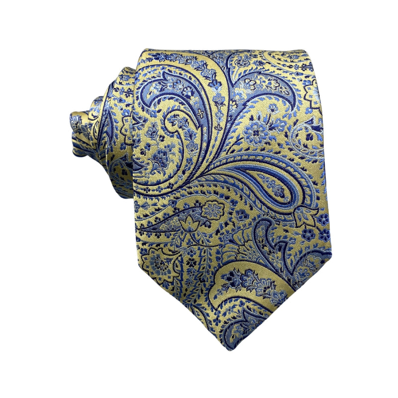 Tie Rack Pure Silk Yellow Aquatic Paisley Men's Tie