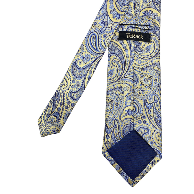 Tie Rack Pure Silk Yellow Aquatic Paisley Men's Tie