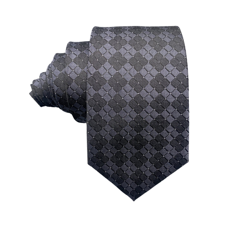 Dazzling Black Gray Modern Geometric Pattern Men's Tie