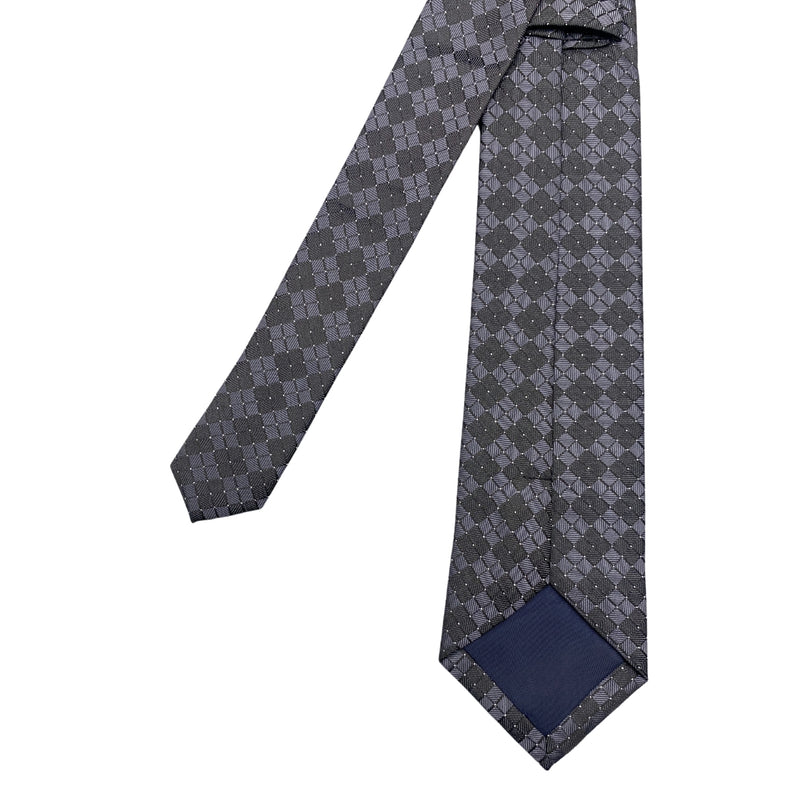 Dazzling Black Gray Modern Geometric Pattern Men's Tie