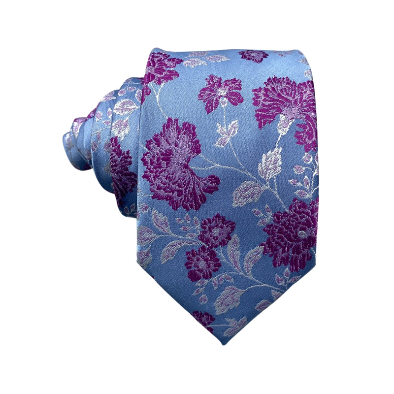 Taylor & Wright Light Blue Pink Floral Pattern Men's Tie