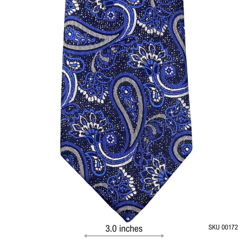 Woodstock Pure Silk Blue Cosmic Paisley Pattern Men's Ties
