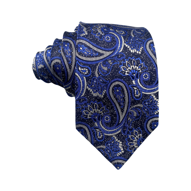 Woodstock Pure Silk Blue Cosmic Paisley Pattern Men's Ties