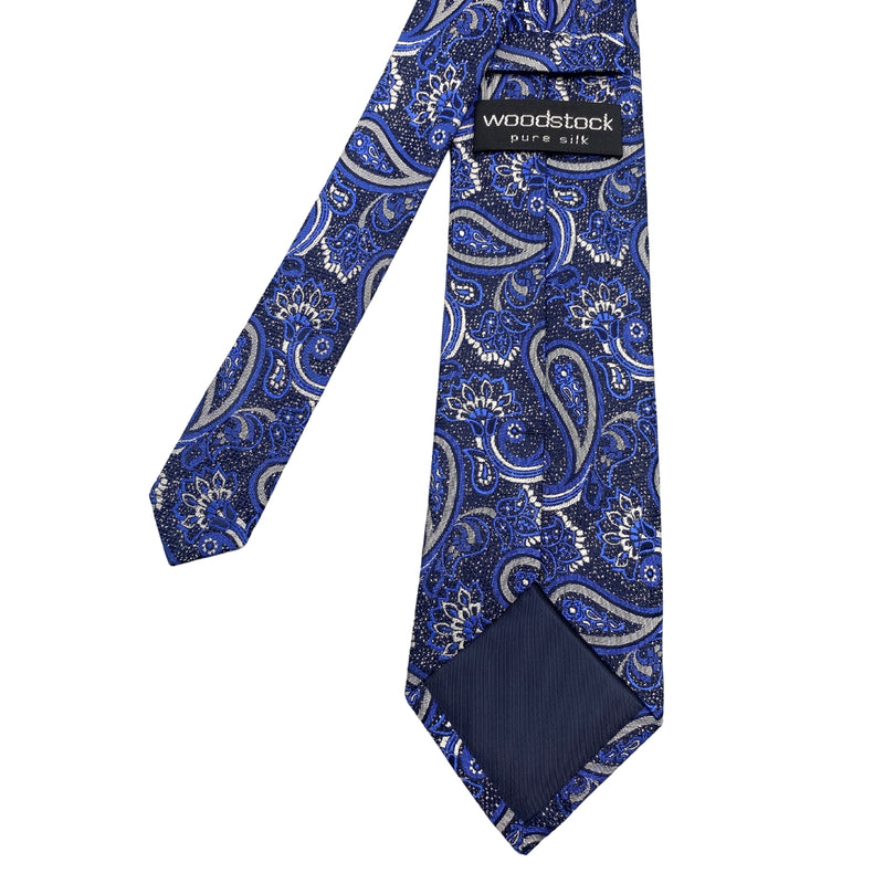 Woodstock Pure Silk Blue Cosmic Paisley Pattern Men's Ties