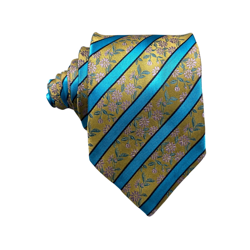 Lorenzo Cana Pure Silk Floral Stripes Men's Tie