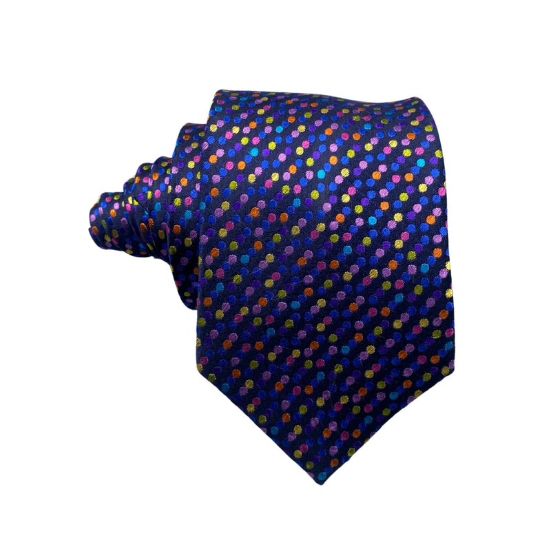 Multi Color Pure Silk Electric Dotted Men's Tie by Duchamp