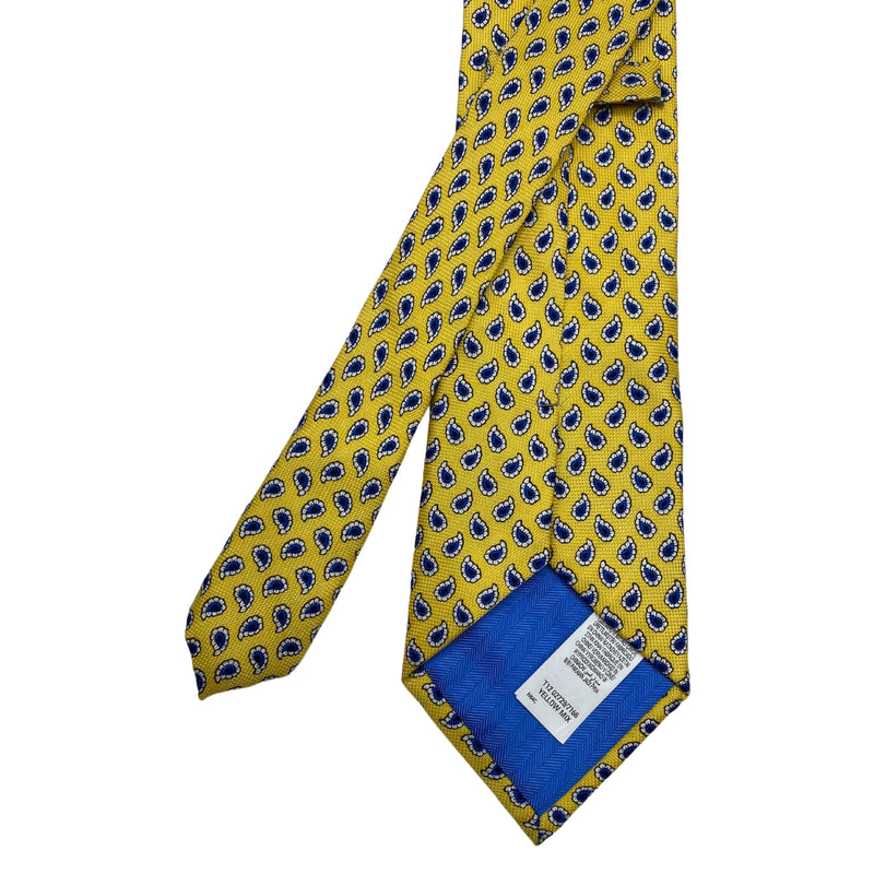 Marks & Spencer Pure Silk Royal Yellow Blue Paisley Design Men's Tie
