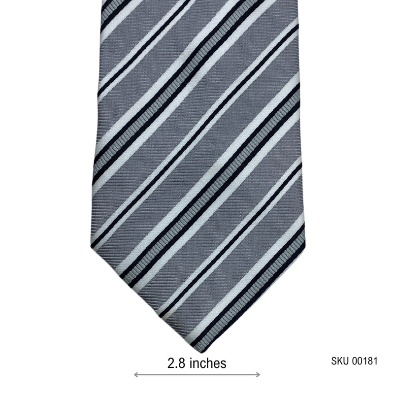 Plain Gray with Black and White Stripes Men's Tie