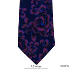 Dark Blue Dual Tone Grunge Floral Pattern Men's Tie