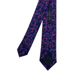 Dark Blue Dual Tone Grunge Floral Pattern Men's Tie