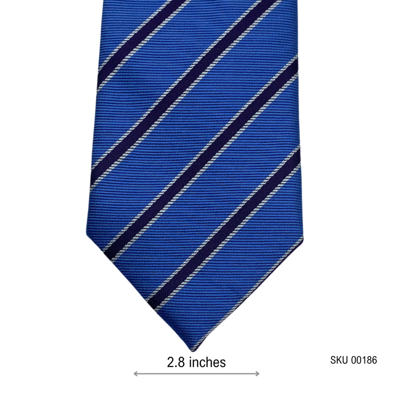 George Elegant Blue Men's Tie with Dark Stripes