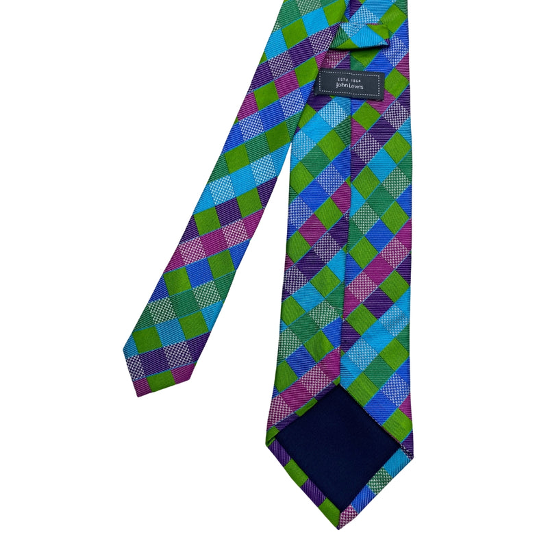 John Lewis Pure Silk Multi Color Plaid Pattern Tie
