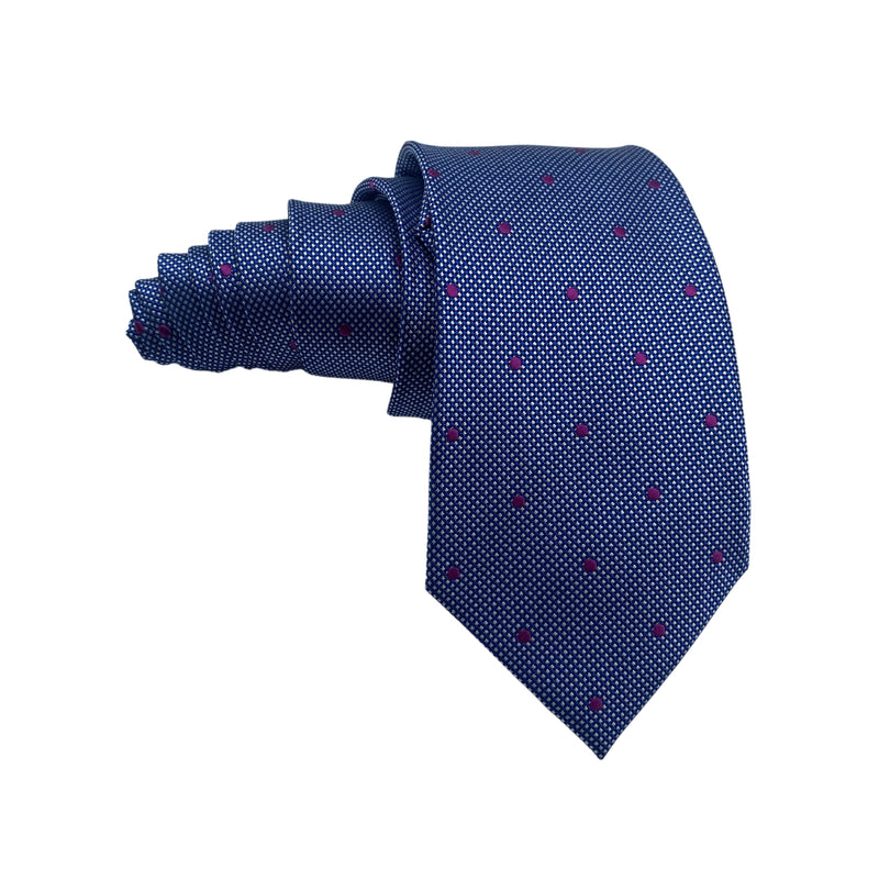 Taylor & Wright Blue Self Textured with Pink Dots Men's Tie