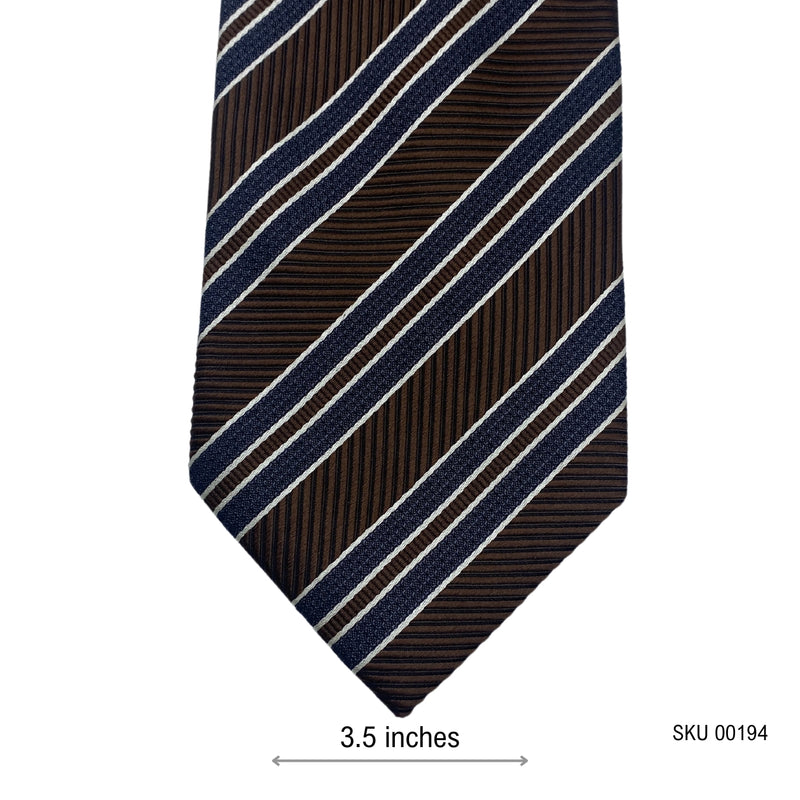 Pure Dark Silk Brown Stripes Pattern Men's Tie