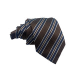 Pure Dark Silk Brown Stripes Pattern Men's Tie