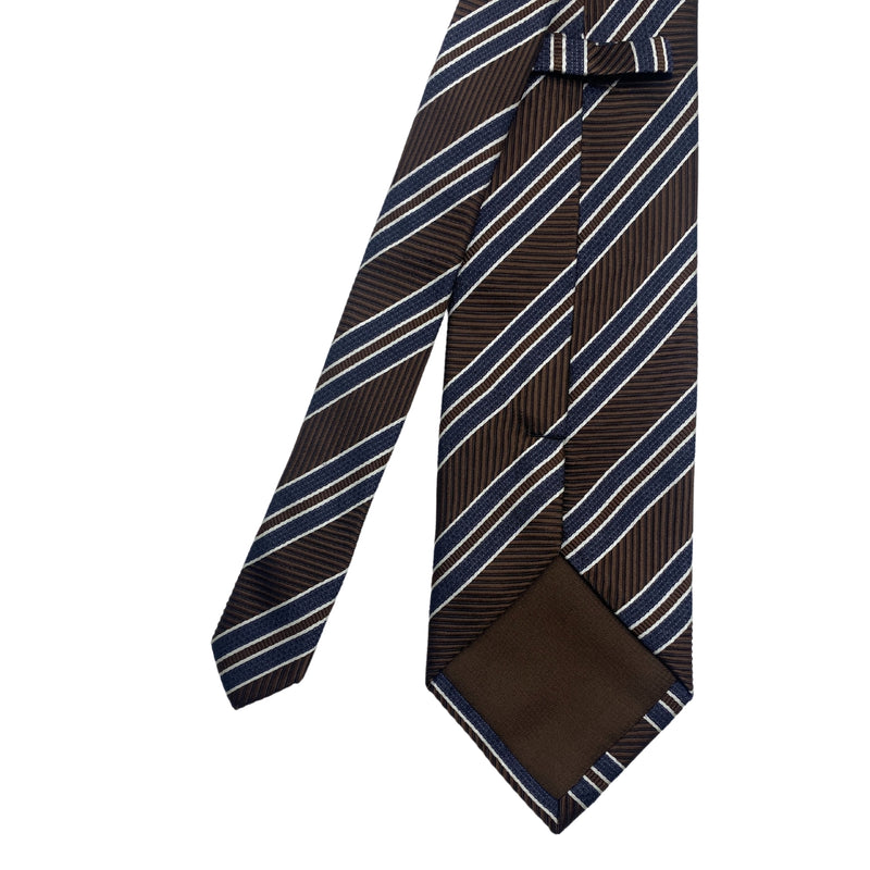 Pure Dark Silk Brown Stripes Pattern Men's Tie