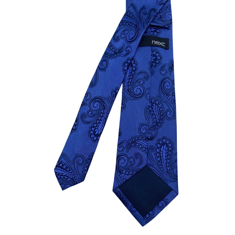 Next Pure Silk Blue Urban Paisley Pattern Men's Tie