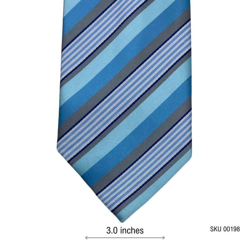 Aquatic Shades Stripes Pattern Men's Tie