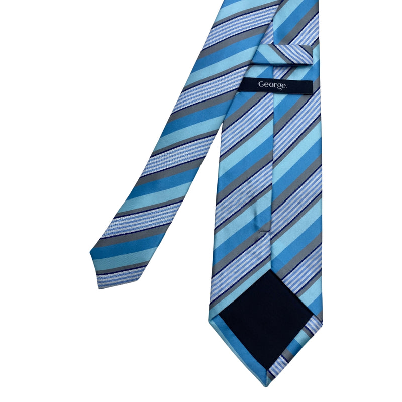 Aquatic Shades Stripes Pattern Men's Tie