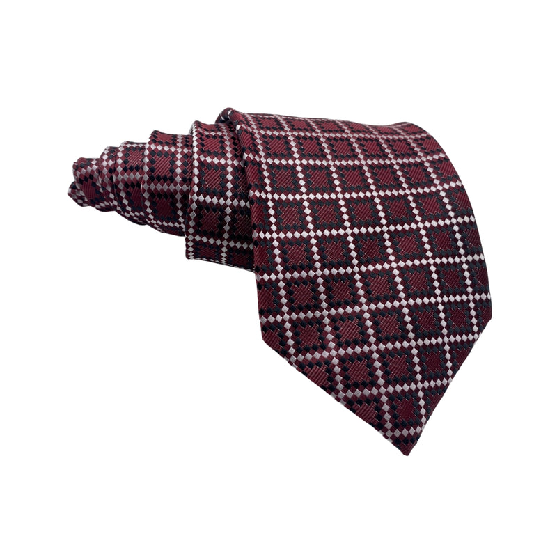 Givo Microfiber Premium Maroon Geometric Pattern Men's Tie