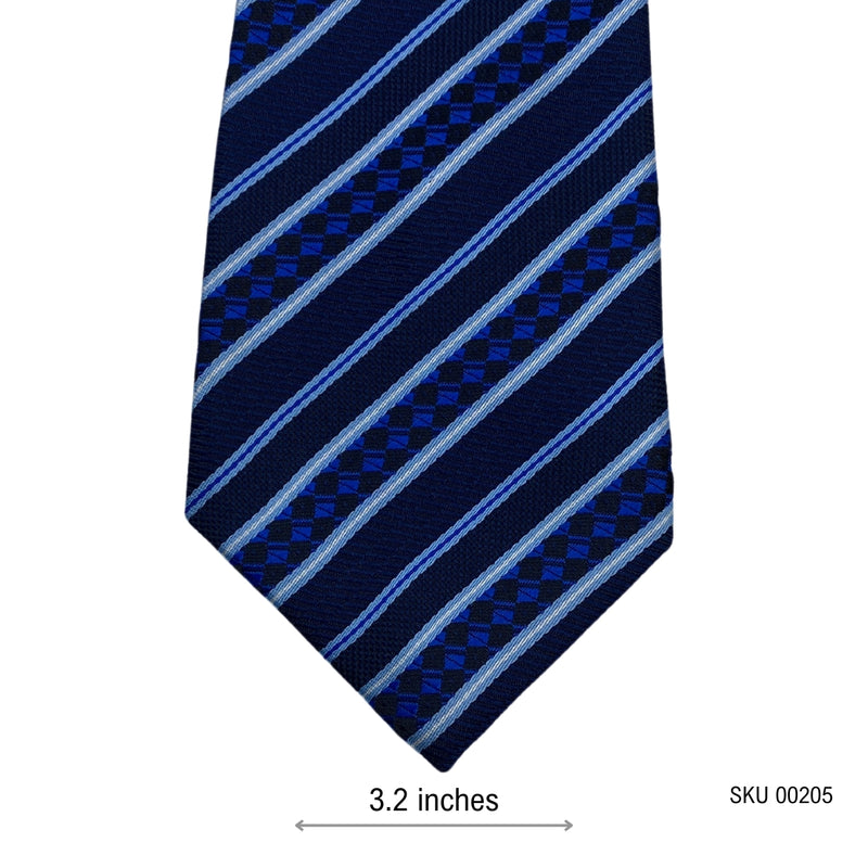 Blue Shades Pure Silk Stripes Pattern Men's Tie