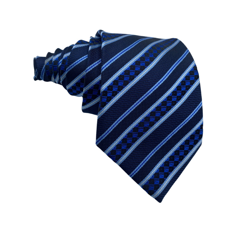 Blue Shades Pure Silk Stripes Pattern Men's Tie