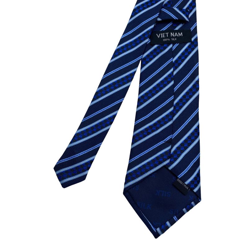 Blue Shades Pure Silk Stripes Pattern Men's Tie