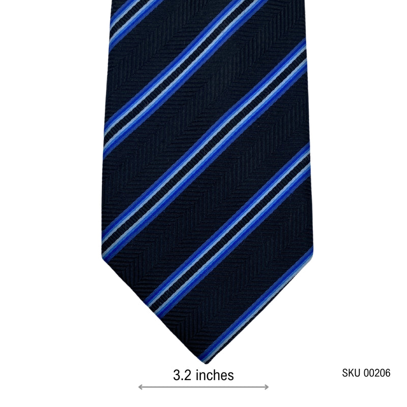 Andre Neon Blue Stripes Pattern Men's Tie
