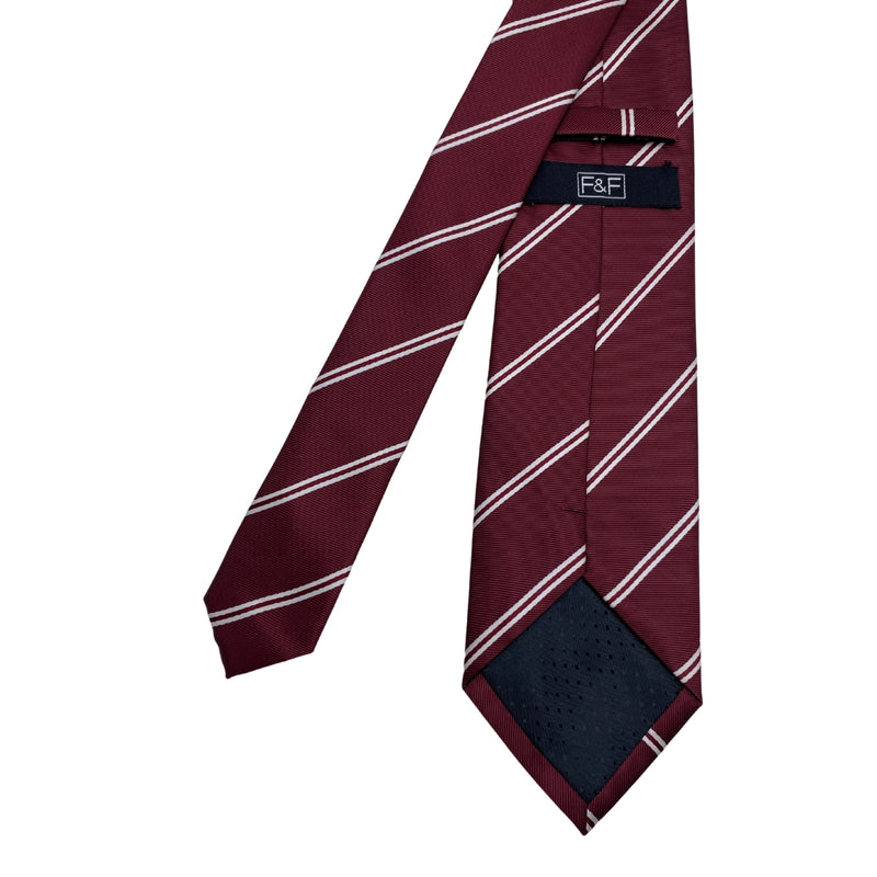F&F Royal Maroon Stripes Pattern Men's Tie