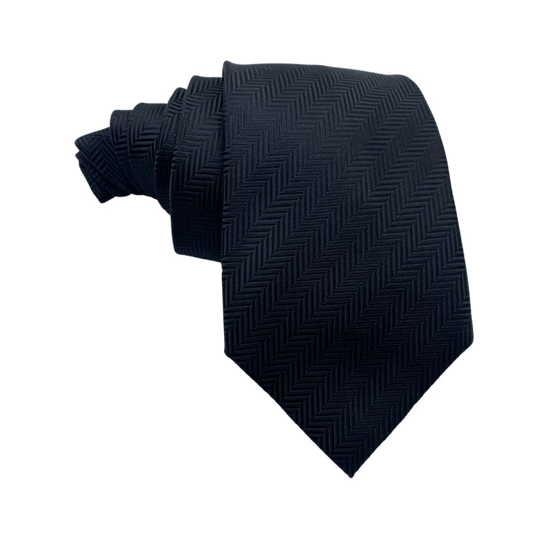 Black Self Textured Geometric Pattern Men's Tie by TU